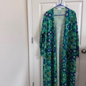 LuLaRoe Green Floral Cardigan
